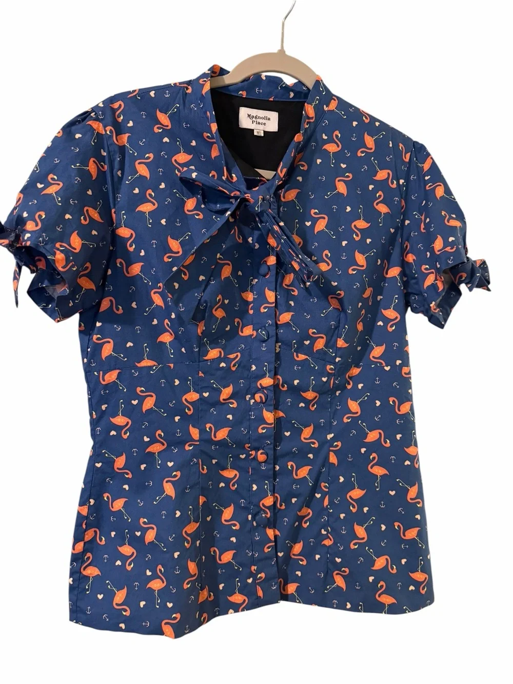 Magnolia Place Flamingo Button Down Blouse size XL - Picture 1 of 4